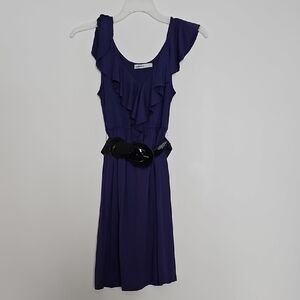 Elegant Purple Ruffle Mini Dress